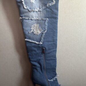 Denim Thigh High Boots...Size 8